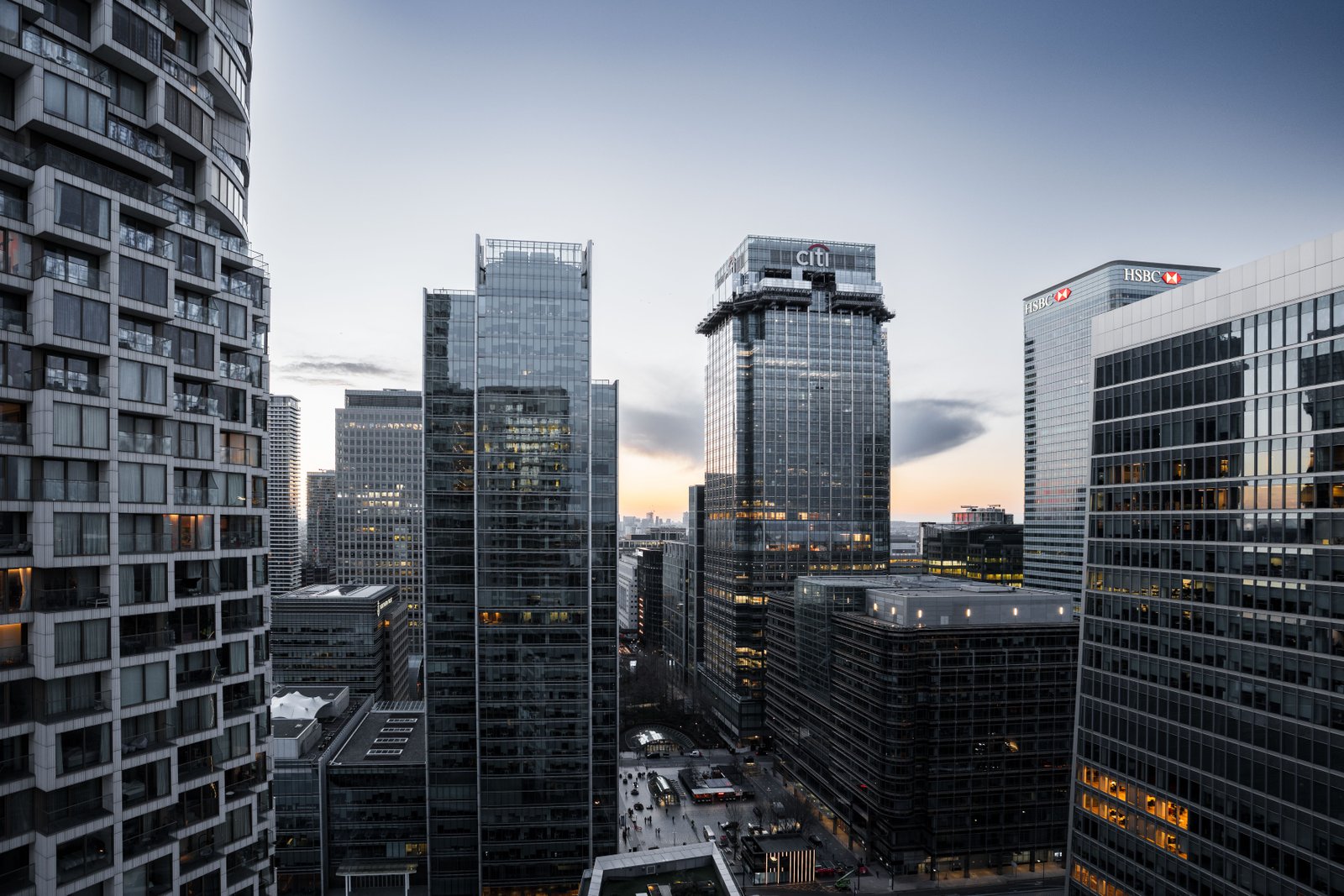 Blue hour, financial district